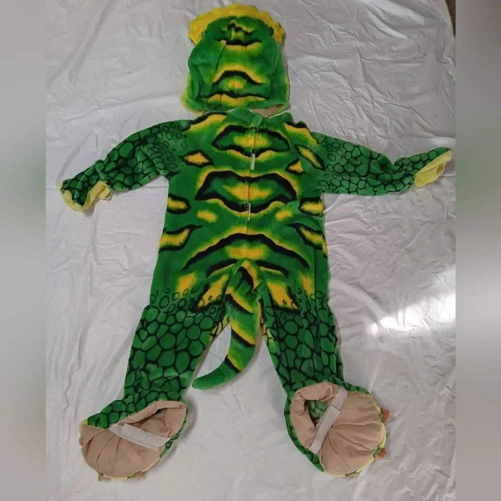 Kids Dinosaur Costume - Green and Yellow Toddler Size (2/3) Years Preowned